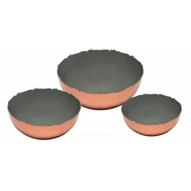 Copper Set of 3 Bowls- 6 9 and 12 Color Melange Home Decor Rustic Collection 
